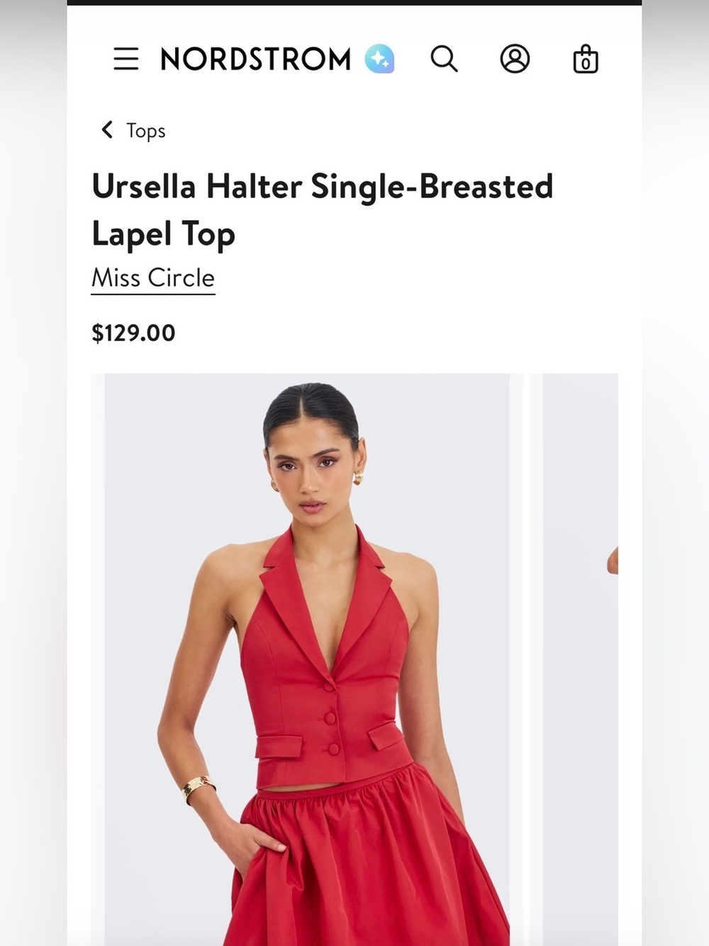 Miss Circle Ursula Halter Single Breasted Lapel Top - Picture 2 of 5
